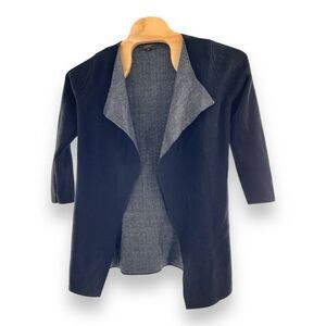 Maxsport Women's 3/4 Sleeve Draped Collar Coat Black & Gray Size Small